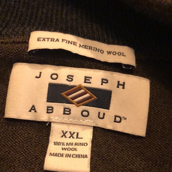 Men’s Joseph Abboud Extra Fine Brown Merino Wool 1/4 Front Zip Sweater Size XXL - Picture 10 of 11